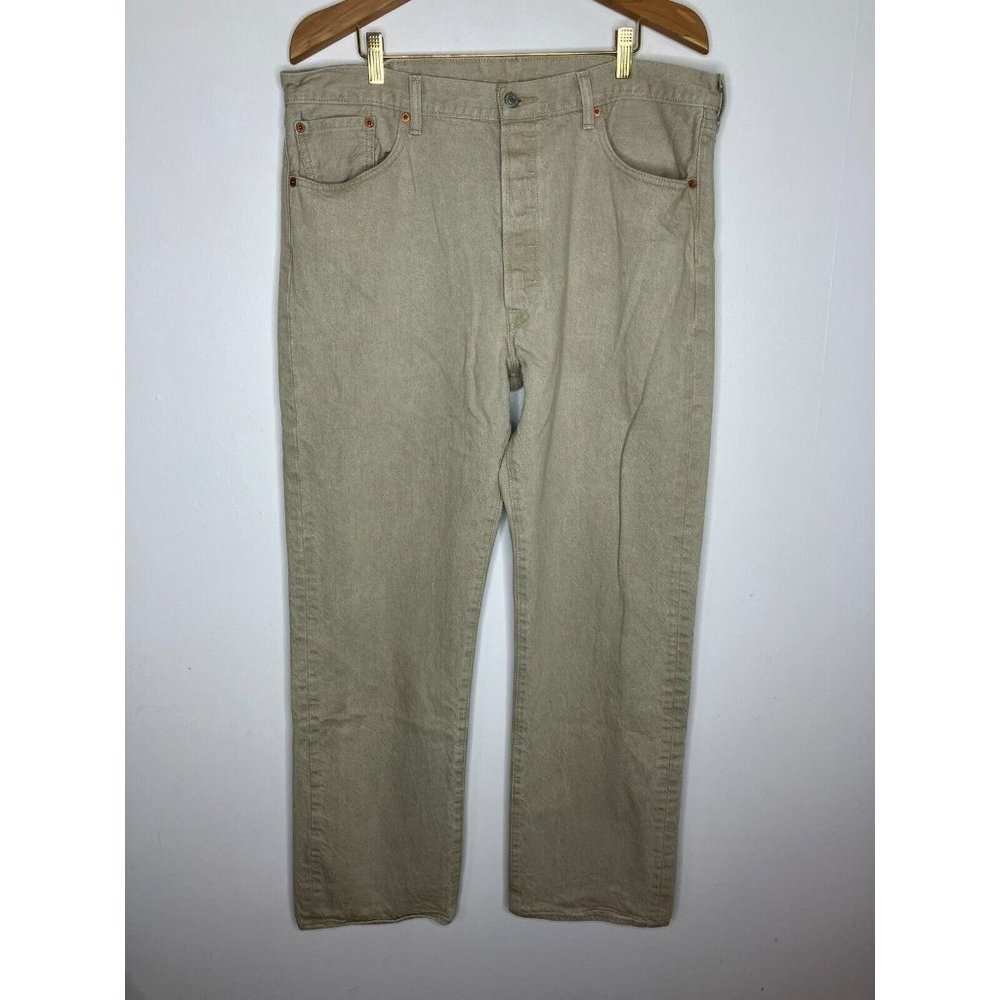 Levi's 501 Denim Men's 38x30 Straight Beige Button Fly Jeans